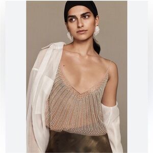Anthropologie embellished sheer crop cami